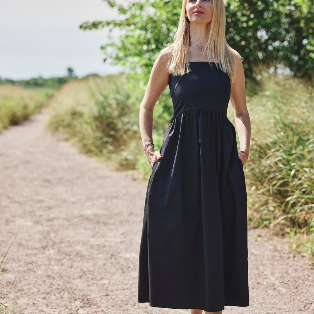 black midi dress